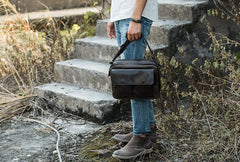 Cool Black Leather Mens Messenger Bag Vintage Shoulder Bag for Men - iwalletsmen