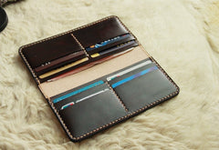 Vintage Leather Coffee Bifold Mens Long Wallet Leather Long Wallets for Men - iwalletsmen