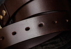 Handmade Genuine Leather Mens Tooled Tiger Belt Custom Cool Leather Men Black Belt for Men