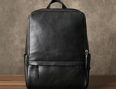 Genuine Leather Mens Cool Backpack Sling Bag Large Black Travel Bag Hiking Bag for men