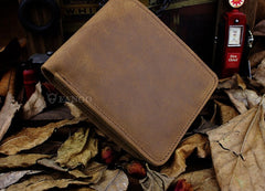 Handmade Leather Mens Cool Slim Leather Wallet Men billfold Wallets Bifold for Men