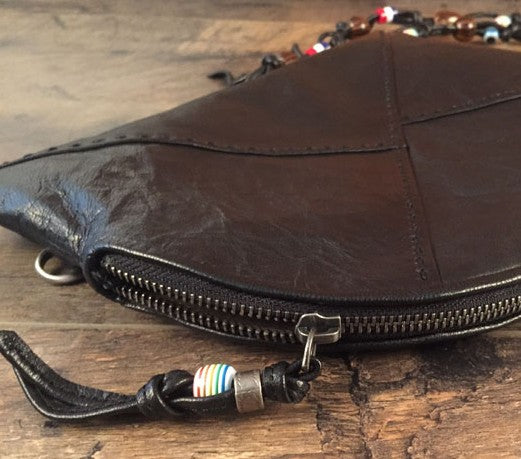 Genuine Leather Braided Mens Clutch Cool Slim Shoulder Bag Zipper Clut ...