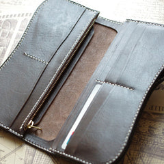 Handmade Leather Tooled Skull Mens Chain Biker Wallet Cool Leather Wallet With Chain Wallets for Men