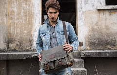 Waxed Canvas Messenger Bags for men Vintage Shoulder Bag for men - iwalletsmen