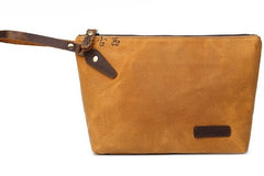Cool Canvas Leather Mens Wristlet Bag Vintage Clutch Zipper Bag for Men - iwalletsmen