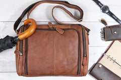Cool Leather Brown Mens Messenger Bags Vintage Shoulder Bag  for Men - iwalletsmen