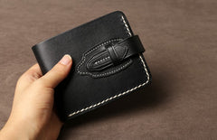 Handmade Leather Mens Cool Slim Leather Wallet Card Wallet Holders Men Small Wallets Bifold for Men