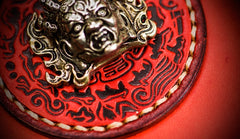 Handmade Leather Mahākāla Mens Chain Biker Wallet Cool Leather Wallet Long Clutch Wallets for Men