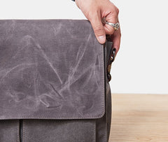 Mens Canvas Gray Cool Side Bag Messenger Bag Canvas Shoulder Bag for Men - iwalletsmen