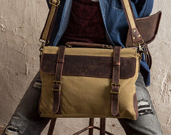 Mens Canvas Leather Cool Side Bag Messenger Bag Canvas Handbag for Men - iwalletsmen