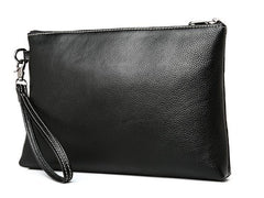 Black Leather Mens Wristlet Wallet Bag Zipper Clutch Wallet For Men - iwalletsmen