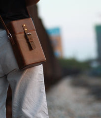 Handmade Leather Mens Small Box Bag Shoulder Bag Messenger Bag for Men - iwalletsmen