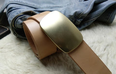 Beige Handmade Leather Mens Belt Leather Belt for Men - iwalletsmen