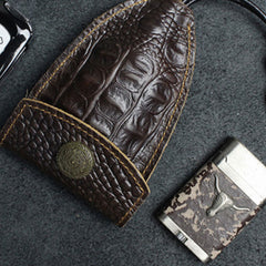 Handmade Leather Floral Mens Cool Car Key Wallet Coin Wallet Pouch Car KeyChain for Men
