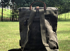 Vintage Cool Mens Waxed Canvas Backpack Canvas Backpack for Men - iwalletsmen
