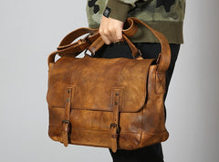 Handmade Leather Mens Cool Shoulder Bag Messenger Bag Chest Bag Bike Bag Cycling Bag for men