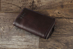 Handmade Genuine Leather Mens Cool Slim Leather Wallet Men Small Wallets Bifold for Men