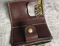 Handmade Leather Mens Cool Key Wallet Car Key Change Coin Card Holder Car Key Case for Men