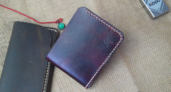 Handmade Vintage Leather Mens Slim Small Wallet Leather Bifold Wallets for Men - iwalletsmen