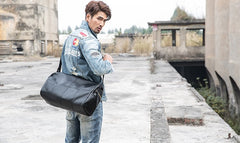 Cool Black Leather Mens Weekender Bag Travel Bags Shoulder Bags for men - iwalletsmen
