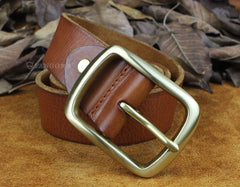 Handmade Genuine Leather Mens Leather Men Brown Belt for Men Cool Leather Belt