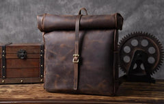 Handmade Leather Mens Cool Backpack Sling Bag Large Black Travel Bag Hiking Bag for men