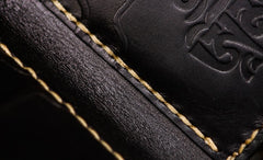 Handmade Leather Chinese Lion Tooled Mens billfold Wallet Cool Leather Wallet Slim Wallet for Men