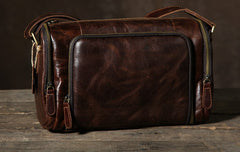 Genuine Leather Mens Cool Shoulder Bag Messenger Bag Chest Bag Bike Bag Cycling Bag for men