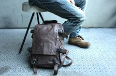 Cool Coffee Mens Leather Backpack Travel Backpacks Laptop Backpack for men - iwalletsmen
