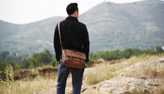Handmade Leather Mens Cool Messenger Bag Briefcase Work Bag Business Bag for men