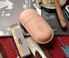 Cool Black Leather Mens 2pcs Cigar Case Cool Custom Leather Cigar Case for Men - iwalletsmen