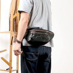 Black Casual Leather Mens Fanny Pack Brown Waist Bag Waist Pack Hip Bag Bum Pack For Men - iwalletsmen