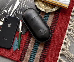 Cool Brown Leather Mens 2pcs Cigar Case Cool Custom Leather Cigar Case for Men - iwalletsmen