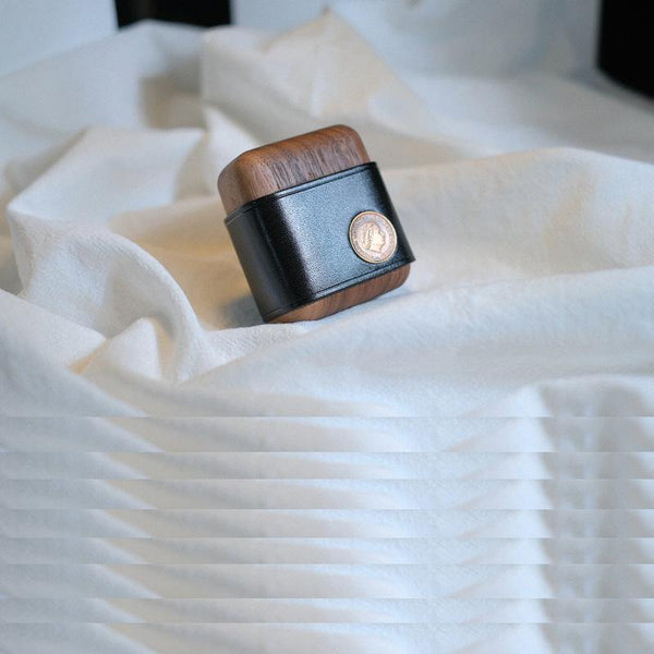 Handmade Black Leather Wood AirPods 1,2 Case Custom Leather AirPods 1,2 Case Airpod Case Cover - iwalletsmen