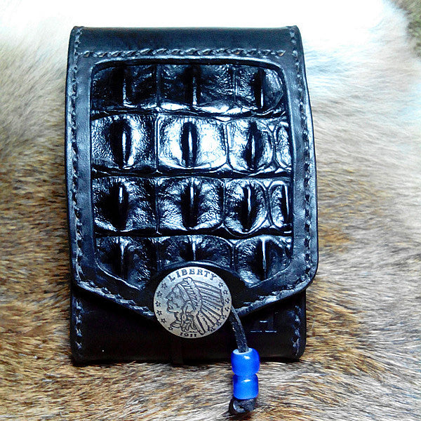 Cool Black Leather Mens Indian Cigarette Case Cigarette Holder Belt Pouch with Belt Loop for Men - iwalletsmen