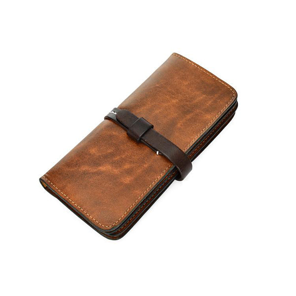 [On Sale] Handmade Vintage Mens Leather Long Wallet Cool Long Wallet for Men - iwalletsmen