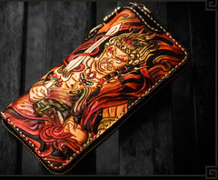 Handmade Leather Acalanatha Mens Chain Biker Wallet Cool Leather Wallet With Chain Wallets for Men