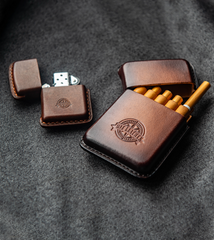 cigarettes case Leather Cigarette Holder Case Handmade Coffee Leather Cigarette Case 10pc Leather Case of Cigarettes 