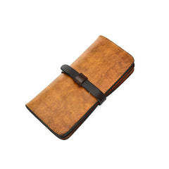[On Sale] Handmade Vintage Mens Leather Long Wallet Cool Long Wallet for Men - iwalletsmen