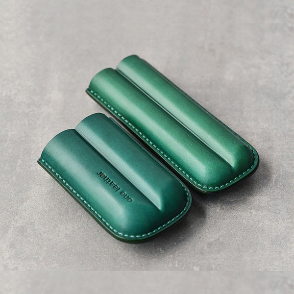 Cool Green Leather Mens 2pcs Cigar Case Cool Custom Leather Cigar Case for Men - iwalletsmen