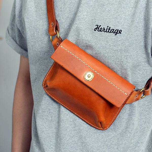 Cool Handmade Brown Leather Men Fanny Pack Hip Bag Bum Pack Waist Bag Chest Bag For Men - iwalletsmen