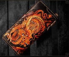 Handmade Leather Acalanatha Mens Chain Biker Wallet Cool Leather Wallet With Chain Wallets for Men