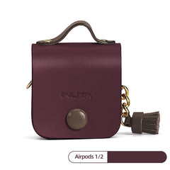 Coffee Leather AirPods 1/2 Case with Tassels Coffee Leather AirPods Pro Case Airpod Case Cover