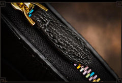Handmade Leather Small Tooled Mens billfold Wallet Cool Chain Wallet Biker Wallet for Men