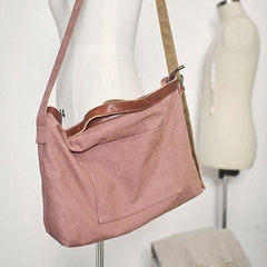 Canvas Womens Mens Pink Leather Large Messenger Bag Courier Bag Green Postman Bag for Men Women - iwalletsmen