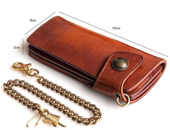 Handmade Mens Cool Leather Chain Wallet Biker Trucker Wallet with Chain for Men - iwalletsmen