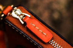 Handmade Leather Small Tibetan Tooled Mens billfold Wallet Cool Chain Wallet Biker Wallet for Men