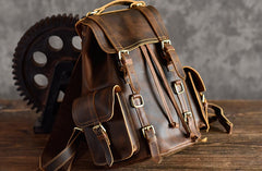 Handmade Leather Mens Cool Backpack Sling Bag Large Travel Bag Hiking Bag for men