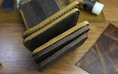Handmade Leather Mens Cool Slim Leather Wallet Men billfold Wallets Bifold for Men