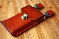 Handmade Cool Leather Belt Pouch Mens Waist Bag Cell Phone Holsters for Men - iwalletsmen